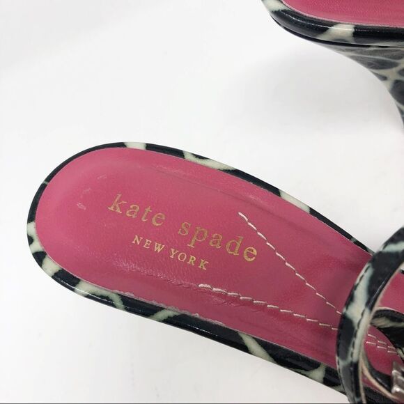 KATE SPADE | Giraffe Print Sling Back Heels Black White Turquoise Women’s Size 8 - Picture 8 of 10